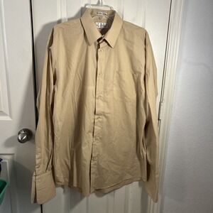 Karl Knox Dress Shirt Size 16.5 36/37 Single-Needle Tailoring Beige
